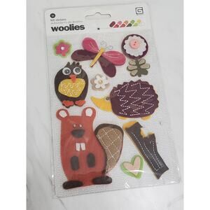 Vintage Forest Friends Woolies Felt Stickers, Porcupine, Squirrel woodland‎